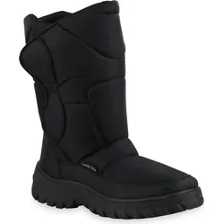 Mytrendshoe Herren Warm Gefütterte Winter Boots Blockabsatz Stiefel Schuhe 836089, Farbe: Schwarz, Größe: 42 - Schwarz - 42