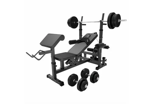 GORILLA SPORTS Kraftstation inkl. Hantelset 100kg - Multifunktionale Fitness-Lösung - Fitness-Station für zuhause mit 100kg Hantelset, flexible Einstellungsmöglichkeiten und robuste Konstruktion für ein sicheres Training. Ideal zur Stärkung aller Muskelgruppen!