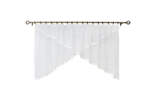 Kurzgardine Scheibengardine Weiß 300x120 cm mit Rüschen - Elegante Kurzgardine in Weiß mit Rüschen-Design, ideal für eine stilvolle Fensterdekoration. Größe 300x120 cm, ohne Technik für einfache Montage ohne Bohren. Perfekt für Wohntextilien in Ihrem Zuhause.
