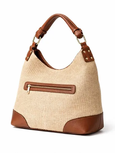 COLLEZIONE ALESSANDRO Schultertasche Naturale aus Leder und Raffia - Elegante Schultertasche aus edlem Rindsleder und feinem Raffia, ideal für stilbewusste Frauen. Der sichere Reißverschluss und die praktische Innenorganisation machen sie zum perfekten Begleiter für den Alltag.