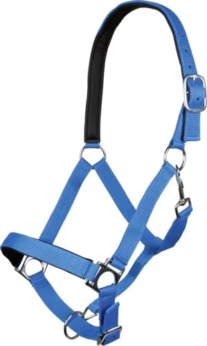 HKM Pferdhalfter Halfter-Pony | Aus Leder, gepolstertes Nasen- & Genickstück, silberfarbene Beschläge, Karabinerhaken, verstellbar, Gr. Pony