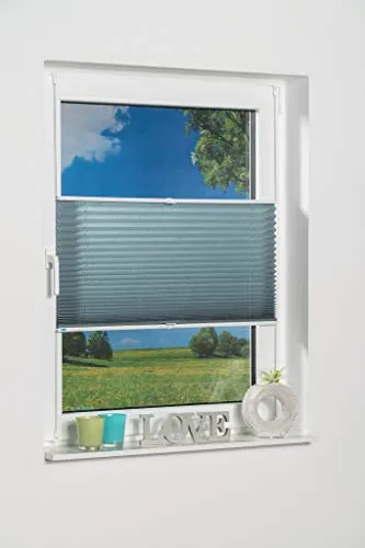 Khome Klemmfix-Plissee Petrol 75 x 210 cm (B x L) Lichtschutz Moderne Crushed Optik