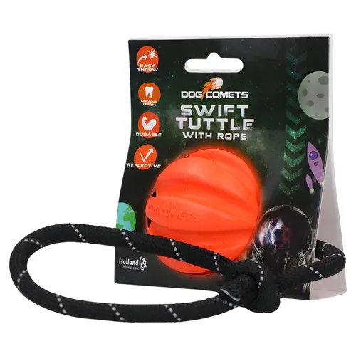 Dog Comets Hundespielzeug Ball Swift Tuttle 6cm mit Seil orange