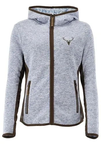 OS Trachten Damen Hooded Strickfleece Jacke hellblau, Größe 46 - Funktionsjacken mit tailliertem Schnitt, ideal für Outdoor und Freizeit. Weich angeraute Innenseite für hohen Tragekomfort und praktische Reißverschlusstaschen.