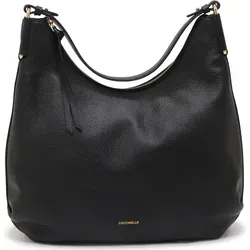 Coccinelle Rebekka Schultertasche Leder 39 cm schwarz - Elegante Handtasche aus hochwertigem Leder mit Handyfach und verstellbaren Umhängeriemen für flexible Tragemöglichkeiten.