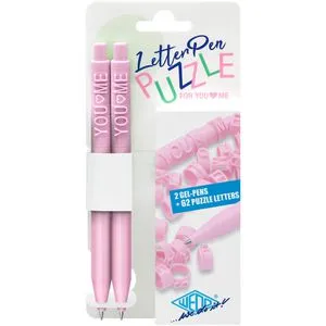 Wedo Gelschreiber LetterPen PUZZLE, 253 3009, 0,35mm, Schreibfarbe blau, Gehäuse rosa, 2 Stück