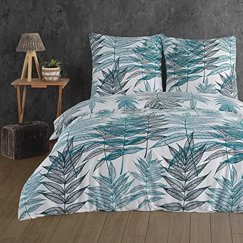 Buymax Bettwäsche Bettbezug-Set 155x220 cm, 100% Baumwolle - Bettwäsche-Set aus hochwertigem Renforcé, hautsympathisch und atmungsaktiv für ein angenehmes Schlafklima. Mit praktischem Reißverschluss und pflegeleicht bei 40 Grad.