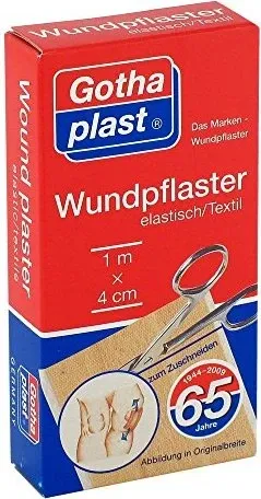 Gothaplast Wundpflaster elastisch 4 cm x 1 m geschnitten - Pflaster, elastisch und atmungsaktiv für optimalen Schutz und Bewegungsfreiheit, ideal für sportliche Aktivitäten und den Alltag.