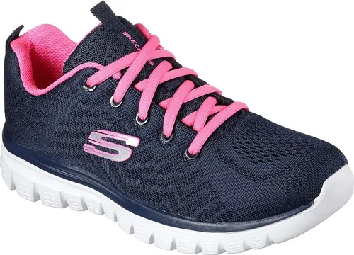 Skechers Damen Graceful Get Connected Sneaker - Navy Mesh mit Hot Pink Trim, 36 EU - Damen-Sneaker aus atmungsaktivem Mesh, ideal für Komfort und Stil im Alltag.