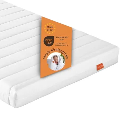 sleepling Kindermatratze 70 x 140 cm – Komfortschaummatratze für besten Schlaf - Matratzen für Kinder und Gäste, mit waschbarem Bezug und hohem Komfort durch langlebigen Komfortschaum. Ideal für ein angenehmes Schlafgefühl und optimale Stützkraft.