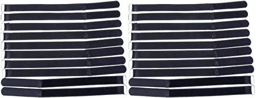 20x 30 cm x 20 mm wiederverschließbare Klett-Kabelbinder SCHWARZ mit Metall-Öse - Kabel-Klettband 300 mm wiederverwendbar