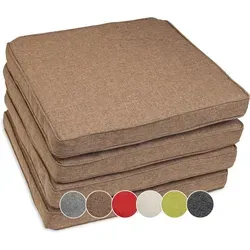 sunnypillow Stuhlkissen 4er Set Stuhlkissen wasserdicht UV-lichtecht BALI, 4er Set 50x50x5cm Braun braun 4er Set 50x50x5cm