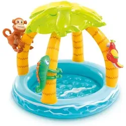 Intex Planschbecken - Tropical Island Babypool 102x86cm - Swimmingpools für Kinder von 1-3 Jahren, mit integriertem Palmen-Sonnenschirm für zusätzlichen Sonnenschutz und stundenlangen Spaß im heißen Sommer.