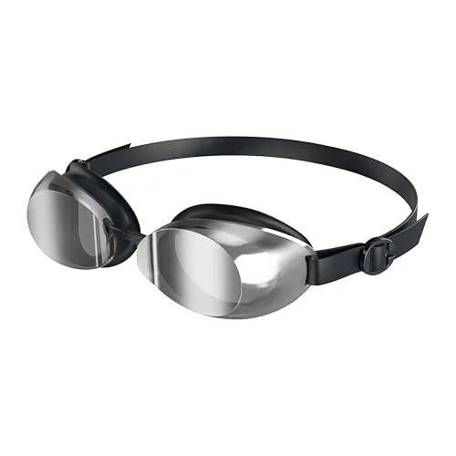 Speedo Unisex Erwachsene Jet 2.0 Schwimmbrille | Schwimmen | Verbesserte Sicht Schwimmbrille, Schwarz/Chrome, Einheitsgröße