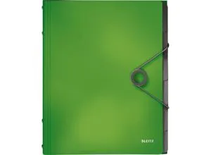 LEITZ® Dokumentenmappe Solid, DIN A4, 3 Schutzkappen, 6 Fächer, PP, hellgrün