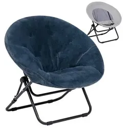 LuxusKollektion Klappsessel Dunkelgrau – Rund & Plüsch