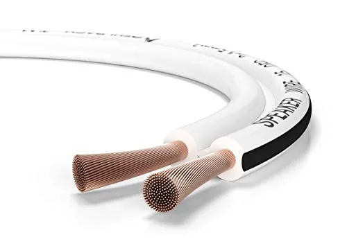 Oehlbach Speaker Wire SP-15 - Stereo HI-FI Lautsprecherkabel, Boxenkabel mit OFC (sauerstofffreies Kupfer) 2x1,5 mm² Mini Spule Lautsprecher Kabel - 30m weiß