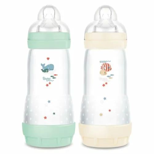 MAM Easy Start Anti-Colic Babyflasche, 2 x 320 ml - Babyflaschen zur Reduzierung von Koliken, mit Anti-Colic System und weichem Flachsauger für ein natürliches Trinken, ideal für Babys ab 4+ Monaten.