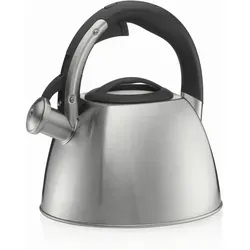 kela VITUS Wasserkessel Induktion 2,4L - Edelstahl Flötenkessel für alle Herdarten, schnelles Kochen durch großen Kapselboden und sicheres Öffnen mit einer Hand dank isoliertem Griff.