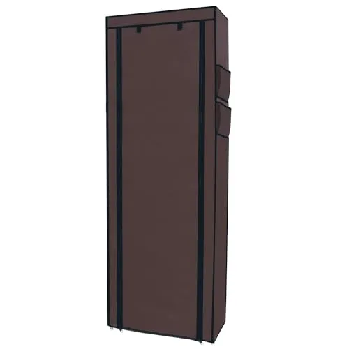 Intirilife Faltschrank 170x58x28 cm – KOKOS BRAUN - Stoffschrank mit 9 Ablagefächern, ideal als Schuhregal oder Raumteiler. Kinderleichter Aufbau dank DIY Steck-System, platzsparend und robust!