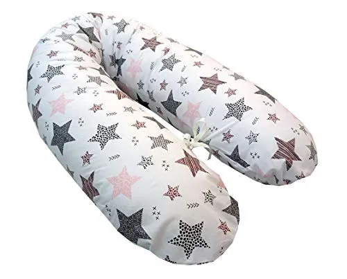 Emi&Sam Stillkissen 170cm Bezug Füllung FillBall EPS Lagerungkissen Stillkissenbezug ((EPS inkl. Bezug) 19. Sterne Rosa)