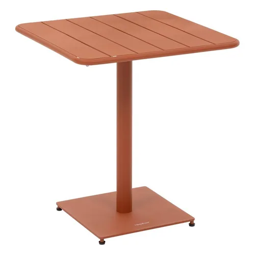 Quadratischer Gartentisch PHUKET Bernsteinfarben - 2 Plätze - Gartentisch mit epoxidbeschichtetem Stahl und verstärkter Rostschutzbehandlung für langlebige Nutzung im Freien.