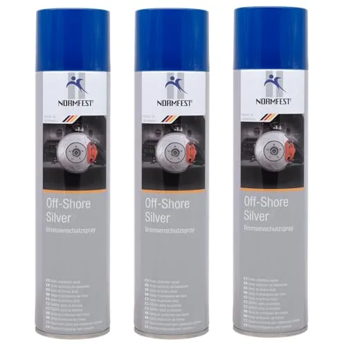 Normfest Off Shore Silver – Hitzebeständiger Bremsenschutz mit Aluminiumeffekt – Korrosionsschutzspray bis +1.400 °C – ABS-kompatibel, schnelltrocknend & wetterfest – Profi-Schutzspray 3X 400 ml