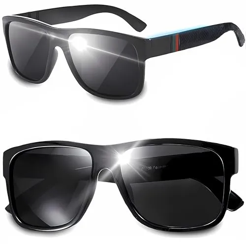 Retoo Sonnenbrille Herren Damen Polarisiert Klassische Brille UV400 Schutz für Fahren Sport Reise Fishing Angeln Ski Sunglasses Rechteckig Rahmen Unisex Gläsern Polarisierende Brillengläser