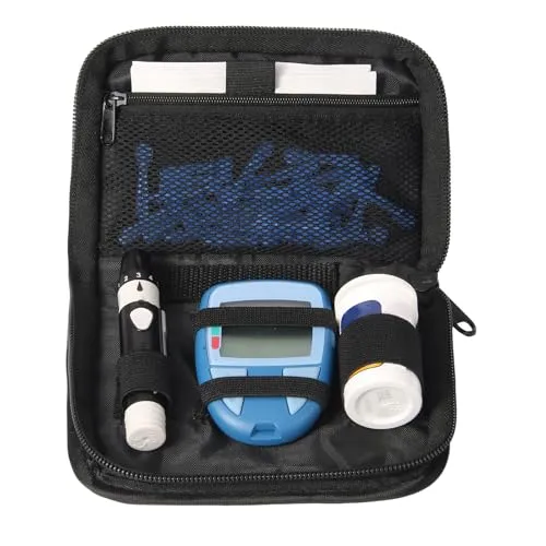 GENCAM Diabetes-Versorgungskoffer, tragbares Testset mit Netztasche, Reise-Blutzuckermessgerät, Glukometer-Aufbewahrungstasche