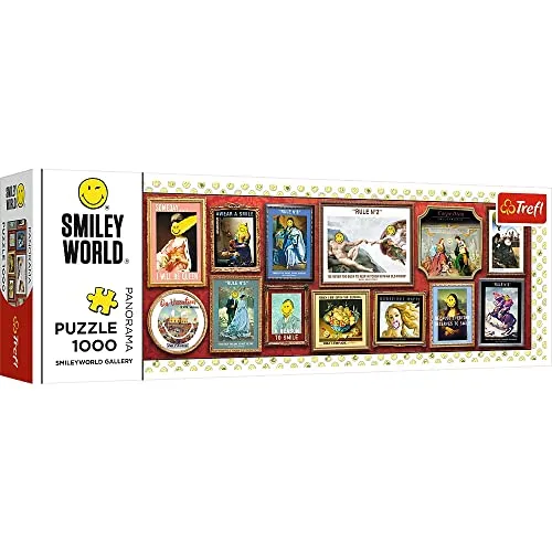 Trefl - Galerie Smiley World - Panorama Puzzle 1000 Teile - Lächelndes Kunstwerk, Collage, heiteres Puzzle, DIY-Puzzle, Kreative Unterhaltung, Spaß, für Erwachsene und Kinder ab 12 Jahren