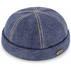 Fiebig Flat Cap Dockermütze Leinen, Dockercap mit Rollrand, mit Baumwollfutter blau 57/M