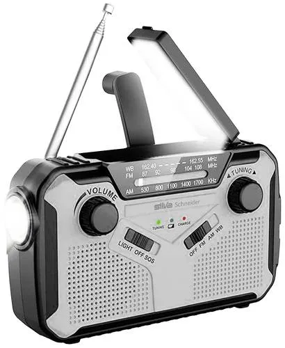 Silva Schneider SOS 112 Outdoorradio - Notfallradio mit Akku-Ladefunktion, Handkurbel und Solarpanel – ideal für Outdoor-Abenteuer und Notfälle.