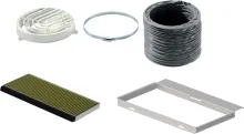 Bosch DWZ1IB1I6 Long-life Clean Air Umluftset - Effektives Umluftset für integrierte Designhauben. Verlängert die Lebensdauer durch Auffrischung im Backofen. Optimale Geruchsreduzierung und hohe Filterleistung für frische Luft.