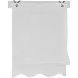 Raffrollo Ösenrollo Olivia Weiss 100 * 140 cm - Blickdichtes Ösen Raffrollo aus 100% Baumwolle, waschbar bei 30°C. Einfache Montage ohne Schrauben und Bohren - einfach einhängen!