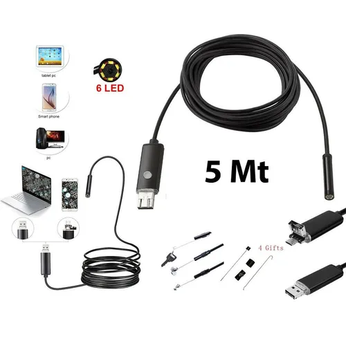 Kamera Endoskopie 6 LED Rohr Flessibile USB 5 MT Wasserdicht Inspektionspaket