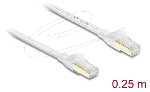 DeLOCK RJ45 Flachband Patchkabel Cat.8.1 U/FTP bis 40 Gbps 0,25 m weiß, 0,25 m, Cat8.1, U/FTP (STP), RJ-45, RJ-45, Weiß