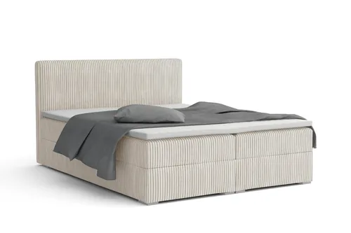 BOXBETT LON IV 160/200 in Cord Creme H4 - Modernes Boxspringbett LON IV mit praktischem Bettkasten für optimalen Stauraum, ideal für Paare und höchsten Schlafkomfort. Pflegeleichter Cord-Stoff und hochwertige Verarbeitung garantieren Langlebigkeit.