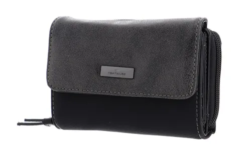 Tom Tailor Damen Geldbörse TT Elin Wallet - Braun Schwarz - Elegantes Portemonnaie aus hochwertigem Kunstleder mit 10 Kartenfächern, Münzfach und Druckknopfverschluss. Ideal für stilbewusste Frauen, die Ordnung schätzen.
