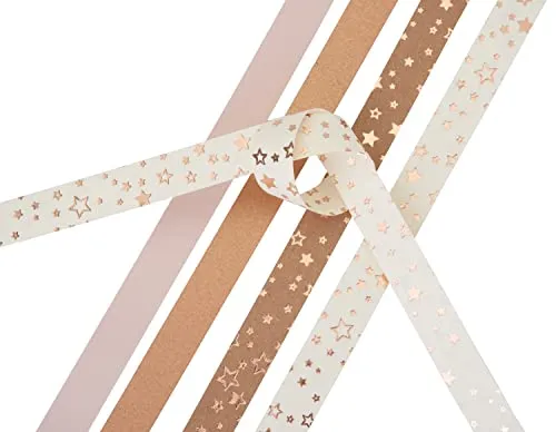 Heyda Fröbelsterne Stars Papierstreifen 96 Stk beidseitig bedruckt 1.5 cm x 45.0 cm Weihnachten Papier Basteln Falten Dekoration Kupfer/Natur
