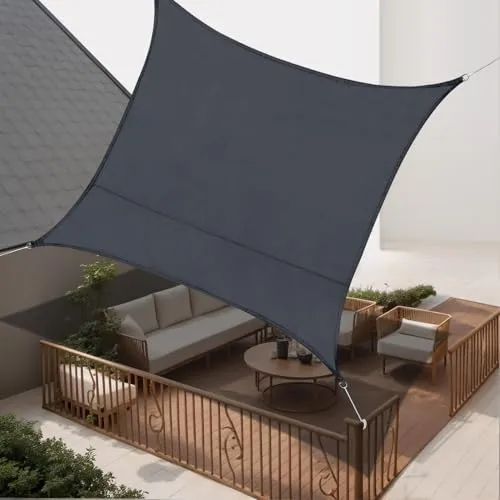 Jeffbaubl Sonnensegel Wasserdicht, 2 X 2 M, Rechteckig, Dunkelgrau
