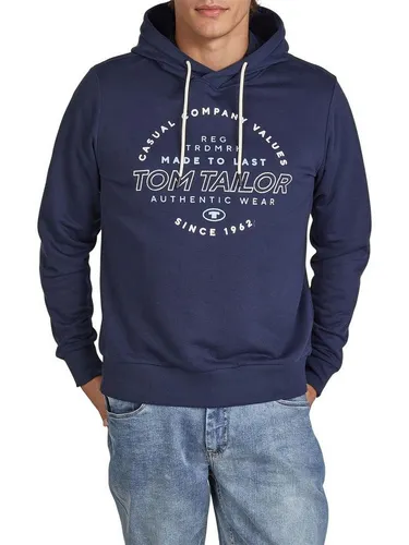 TOM TAILOR Hoodie Herren Regular Fit - Kapuzenpullover mit Logo Print - Hochwertiger Kapuzenpullover für Herren, ideal für alle Jahreszeiten. Mit stylischem Logo Print und justierbarer Kapuze für optimalen Tragekomfort.