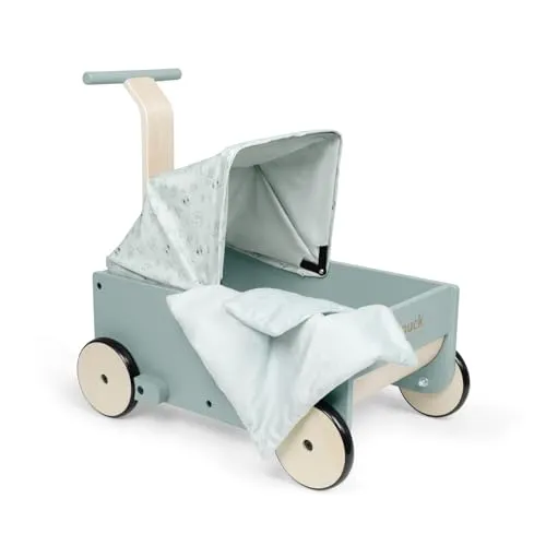 Hauck 2-in-1 Puppen- und Lauflernwagen - Der Hauck 2-in-1 Puppen- und Lauflernwagen aus Holz unterstützt Kinder beim Laufenlernen. Mit verstellbarem Schiebegriff, leisen gummierten Rädern und klappbarem Verdeck ist er ideal für fantasievolles Spiel.
