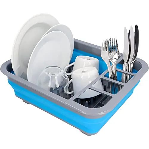 cartrend Caravan Geschirrabtropfer, faltbar, für Teller, Gläser, Tassen, Besteck, Camping, Campingzubehör, Wohnwagen, Wohnmobil, Wohnwagenzubehör