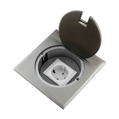 Einbausteckdose Fußbodensteckdose 1 x Schuko Edelstahl