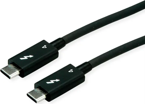 ROLINE Thunderbolt 4 Kabel C-C 40G 8K60 100W aktiv 2.0m - USB-Kabel mit aktiver Technologie, unterstützt 8K bei 60 Hz und bietet eine beeindruckende Datenrate von 40 Gbps sowie 100W Ladeleistung für schnelle Verbindungen.