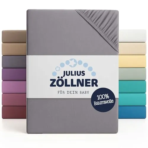 Julius Zöllner Jersey Spannbettlaken für Wiegen 90x40cm und Stubenwagen, 100% Jersey-Baumwolle, Oeko-TEX Standard 100 Zertifiziert, Gr. 90x40cm, 1er Pack, Antracite