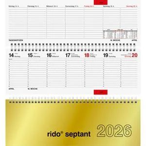 Rido-Ide Tischkalender 7036121916 - Querkalender 2026 - Praktischer 1-Woche-2-Seiten Tischkalender für effiziente Planung, mit Tageszählung und 3-Monatsübersicht. Ideal für Büro oder Zuhause, Made in Germany.