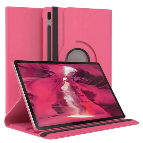 EAZY CASE - Tablet Hülle für Samsung Galaxy Tab S7 FE (5G) Schutzhülle 12.4 Zoll Smart Cover Tablet Case Rotationcase zum Aufstellen Klapphülle 360° drehbar mit Standfunktion Tasche Kunstleder Pink