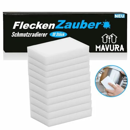 FleckenZauber Radierschwamm - Magic Eraser 10er Set - Topfreiniger & -schwämme, kraftvolle Reinigung ohne Chemie! Entfernt hartnäckige Flecken mühelos von Möbeln, Wänden und mehr.