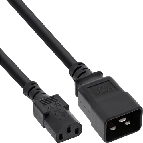 InLine® Netz Adapterkabel IEC-60320 C20 auf C13 3x1,5mm² max. 10A schwarz 1m
